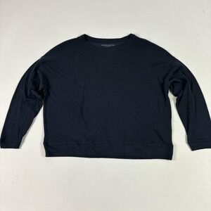 Majestic Filatures Shirt Womens 1 Black Crewneck Long Sleeve Cotton Cashmere